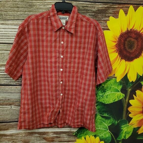 "U.S. Expectation " men's Short Sleeve Button Front Shirt Size: large pre-owned - Picture 1 of 6
